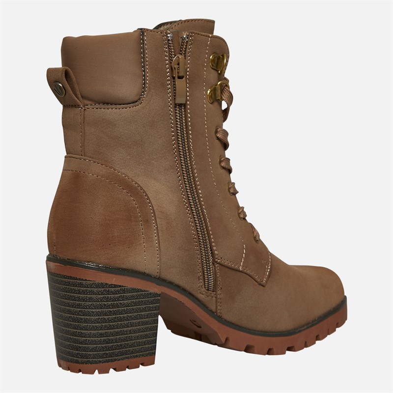 Lotus Womens Gene Block Heel Lace Up Boots Taupe Nubuck