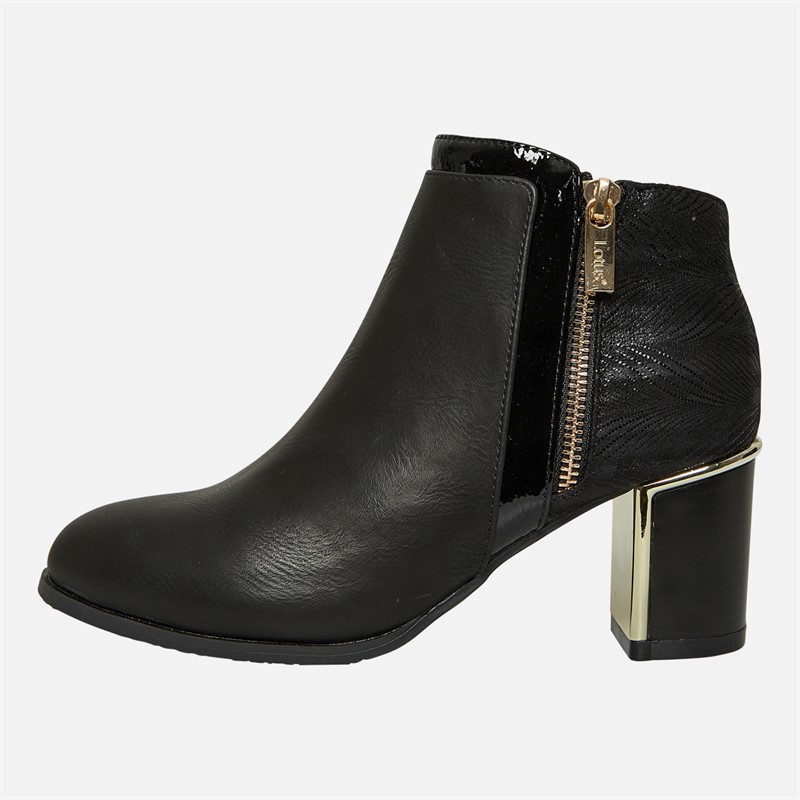 Lotus Womens Danielle Heeled Ankle Boots Black/Print
