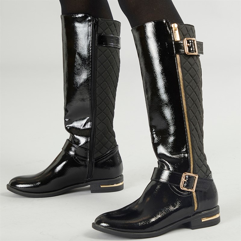 Lotus Womens Bessie Knee High Side Zip Boots Black - Size 4