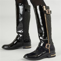 Lotus Womens Bessie Knee High Side Zip Boots Black