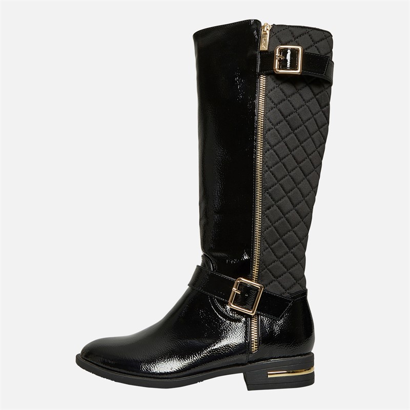 Lotus Womens Bessie Knee High Side Zip Boots Black