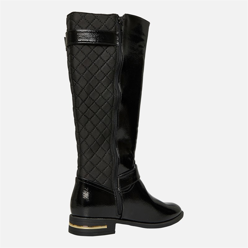Lotus Womens Bessie Knee High Side Zip Boots Black