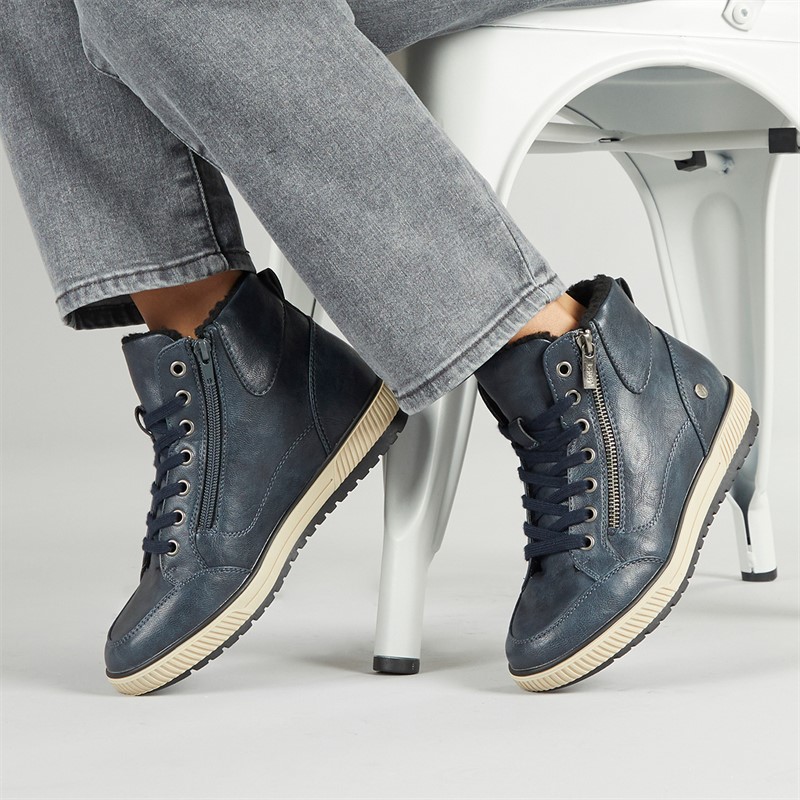 Lotus Womens Bellatrix Side Zip Hi Top Trainers Navy