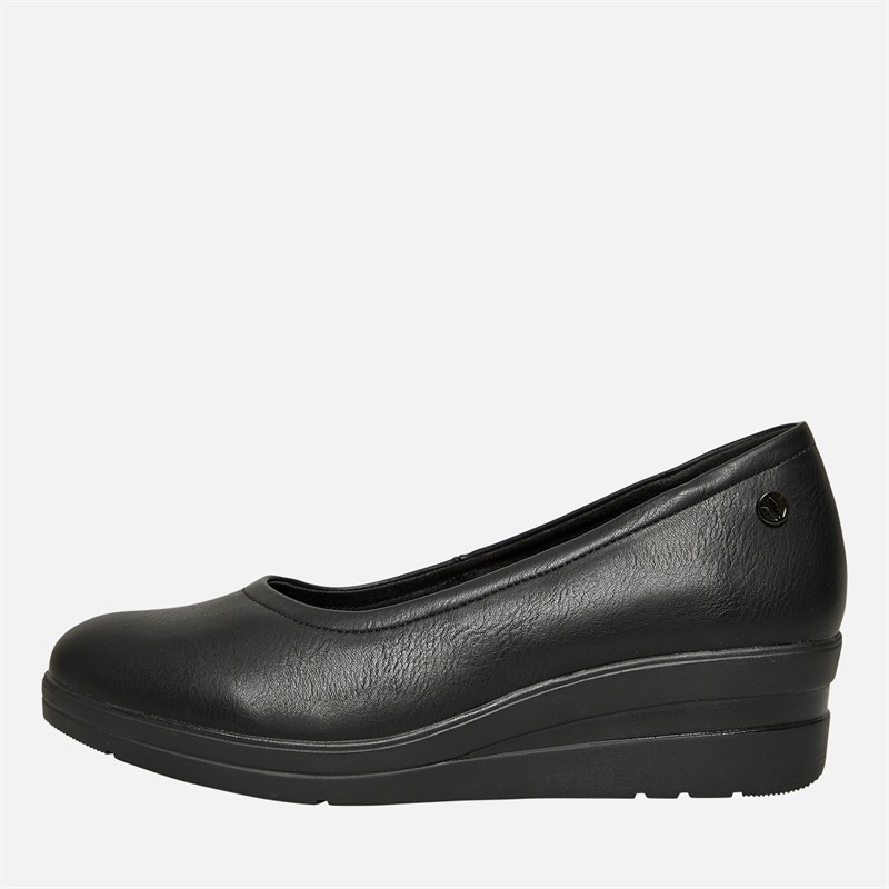 Lotus Womens Soloman Wedge Loafers Black Smooth