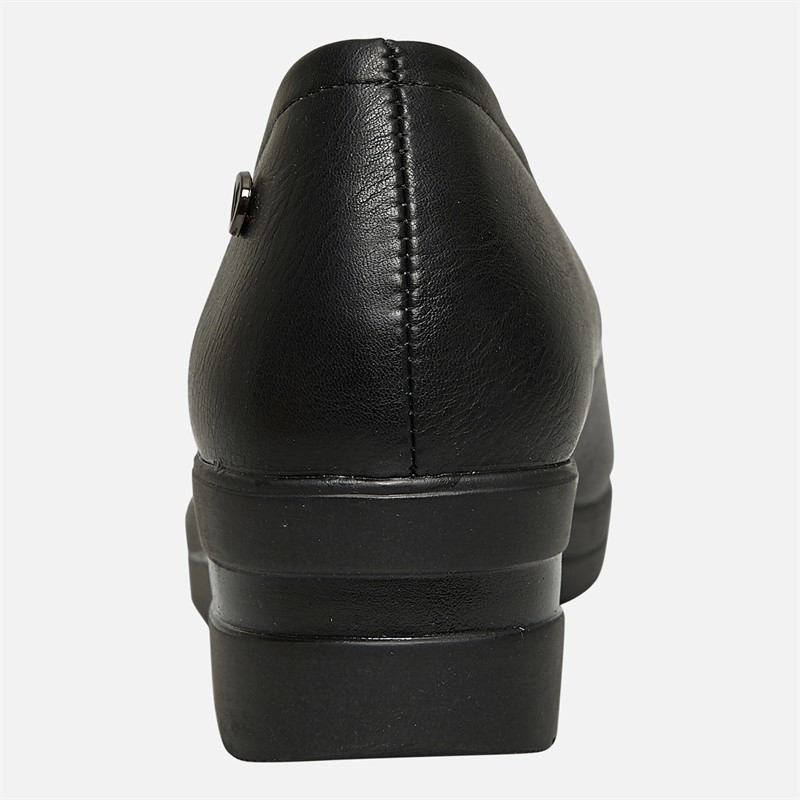 Lotus Womens Soloman Wedge Loafers Black Smooth