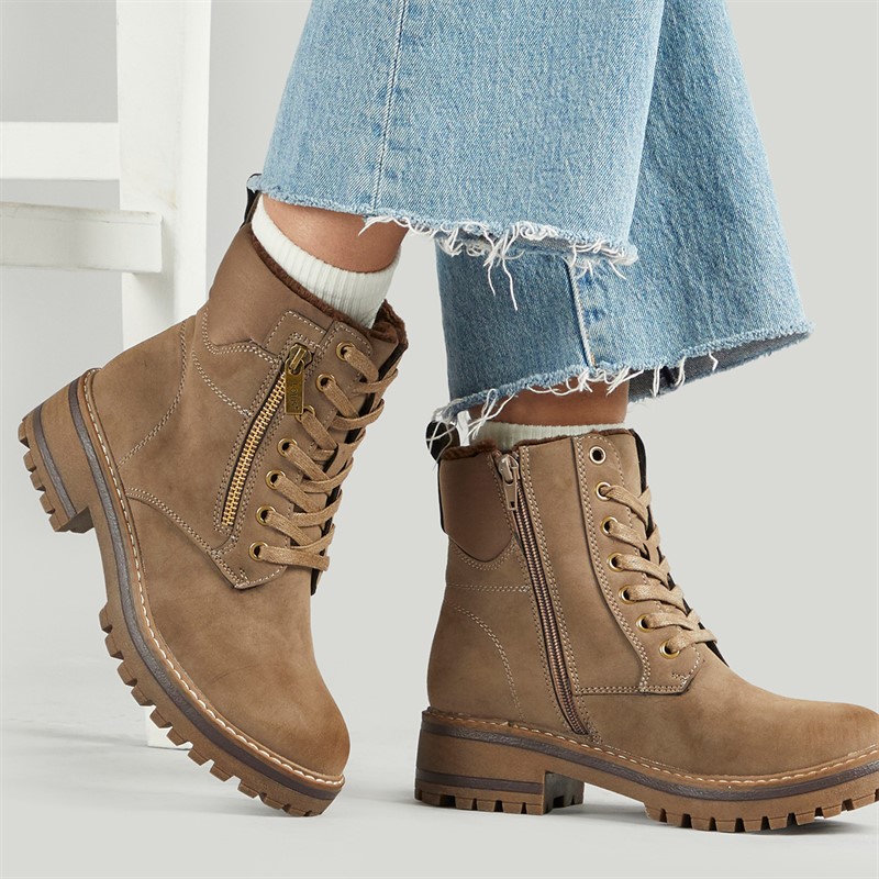Lotus Womens Dorset Lace Up Boots Taupe Nubuck - Size 6