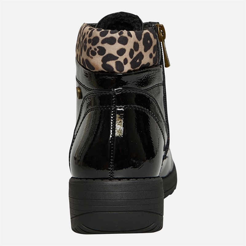 Lotus Womens Gracie Lace Up Ankle Boots Black Patent