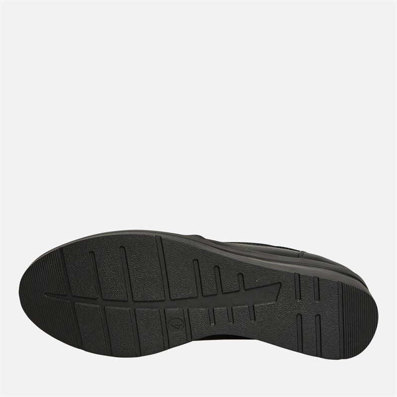 Lotus Womens Roman Wedge Loafers Black Smooth