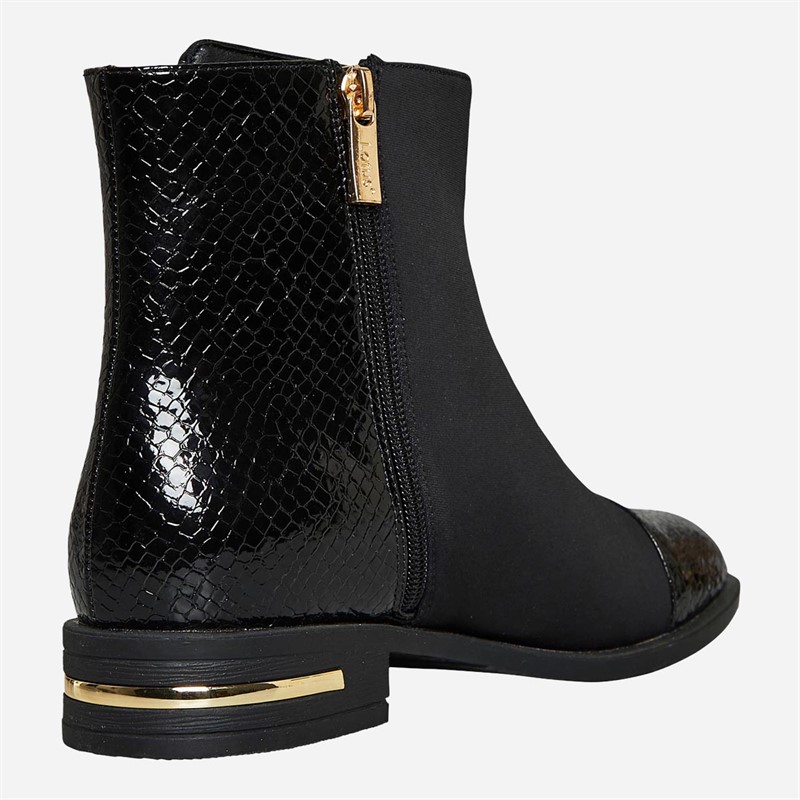 Lotus Womens Vada Side Zip Ankle Boots Crinkle Black