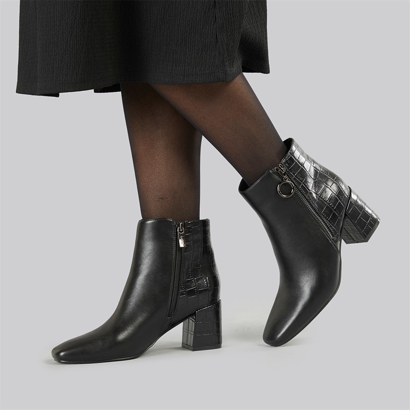 Lotus Womens Michaela Side Zip Ankle Boots Black/Croc