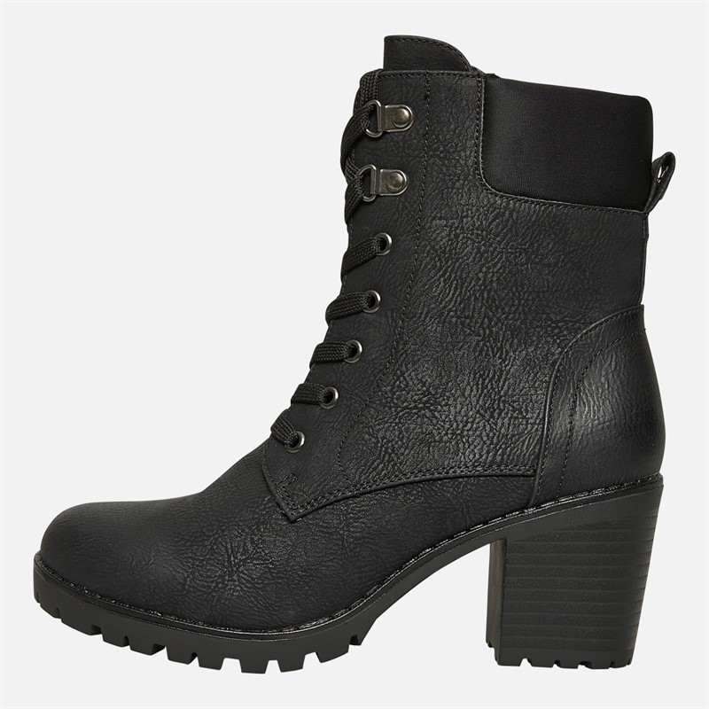 Lotus Womens Gene Block Heel Lace Up Boots Black