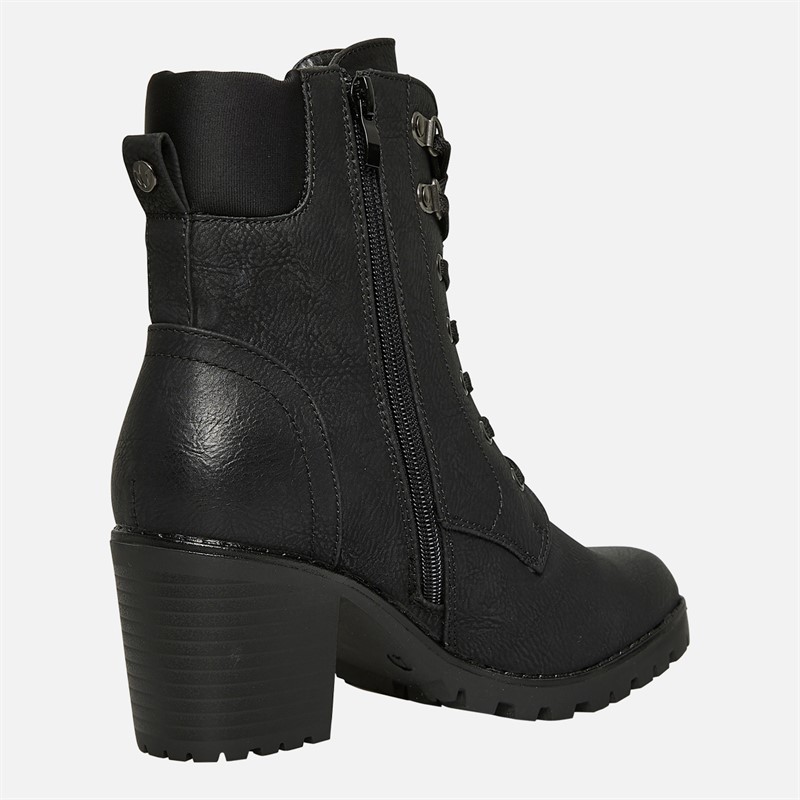 Lotus Womens Gene Block Heel Lace Up Boots Black