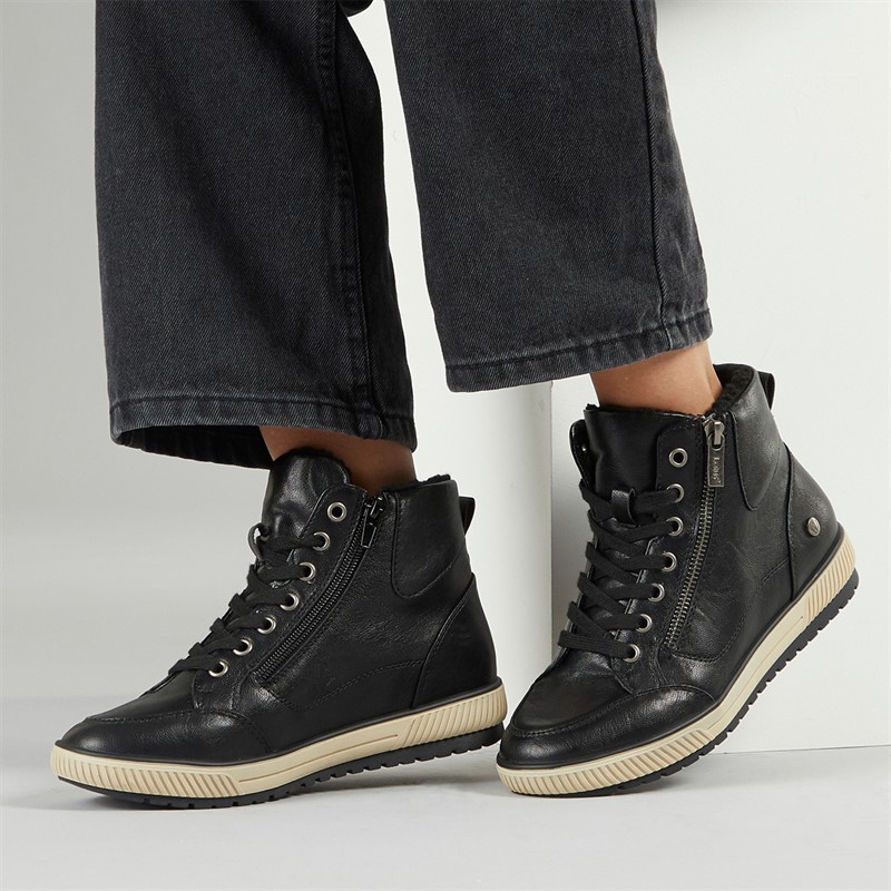 Lotus Womens Bellatrix Side Zip Hi Top Trainers Black - Size 7