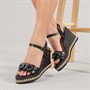 Lotus Womens Bermuda Wedge Sandals Black