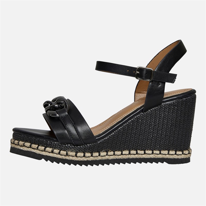 Lotus Womens Bermuda Wedge Sandals Black