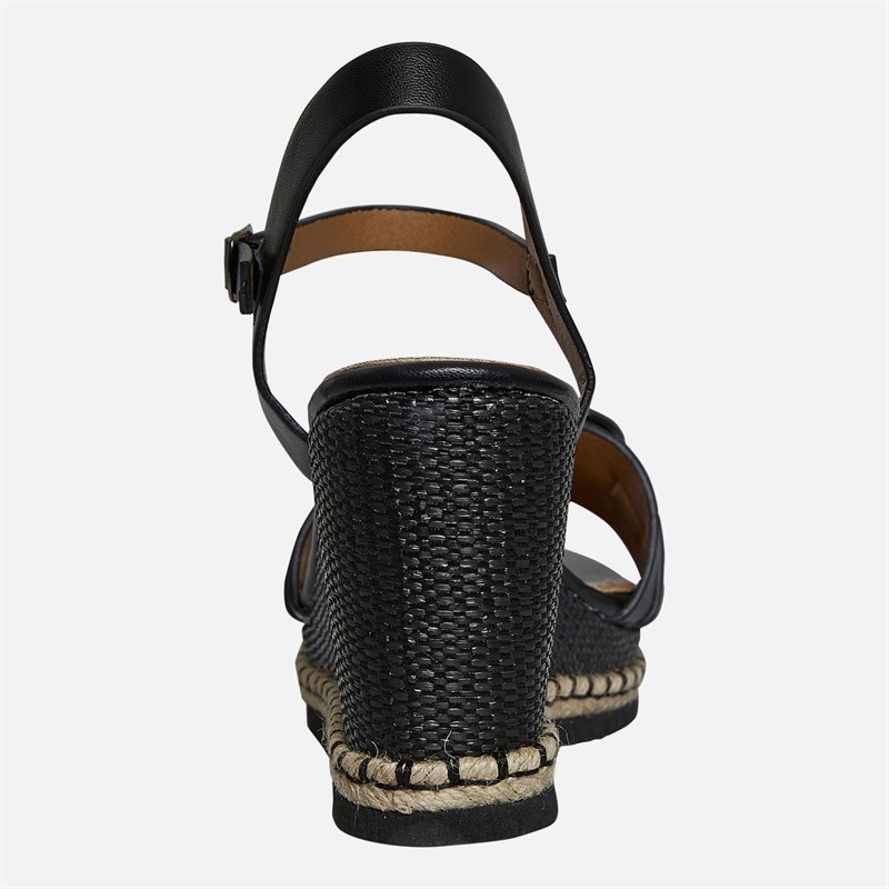 Lotus Womens Bermuda Wedge Sandals Black