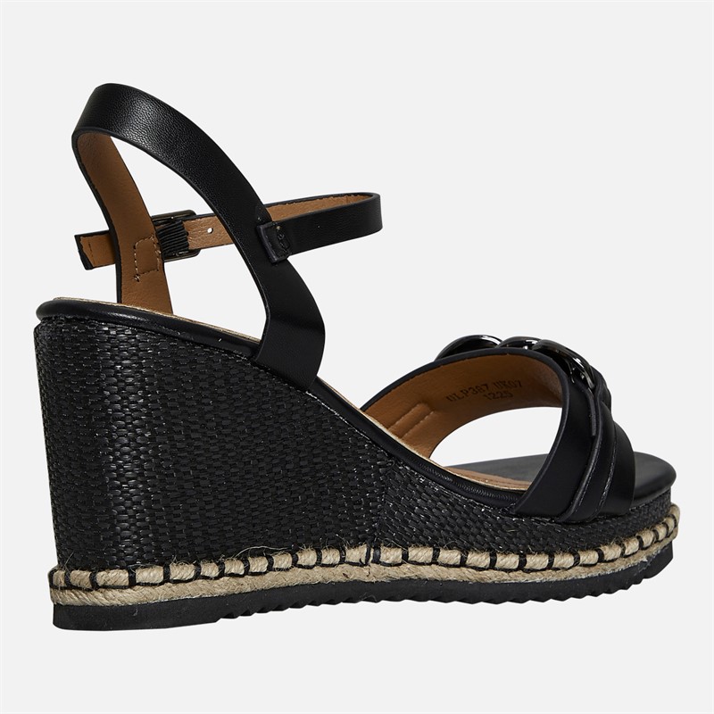 Lotus Womens Bermuda Wedge Sandals Black