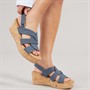 Lotus Womens Thora Wedge Sandals Navy