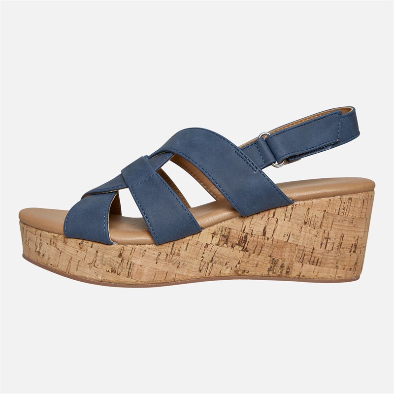 Lotus Womens Thora Wedge Sandals Navy