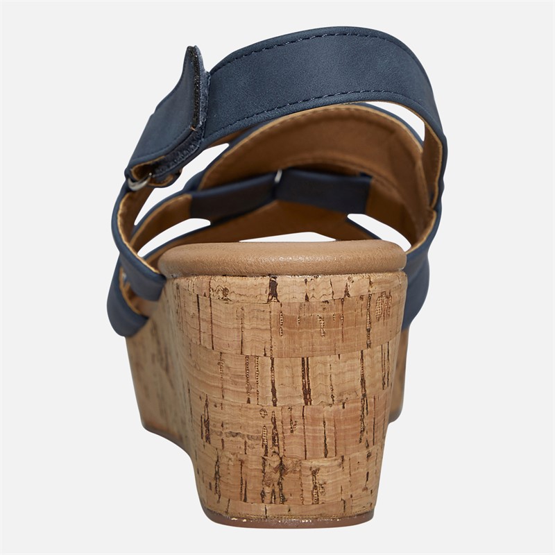 Lotus Womens Thora Wedge Sandals Navy