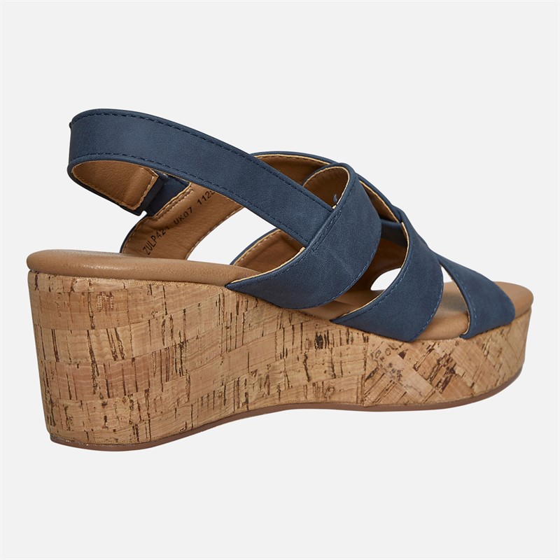 Lotus Womens Thora Wedge Sandals Navy