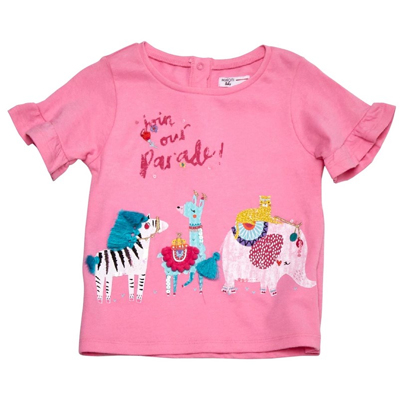 MINOTI Baby Girls Two Pack T-Shirt And Spotty Leggings Set Pink