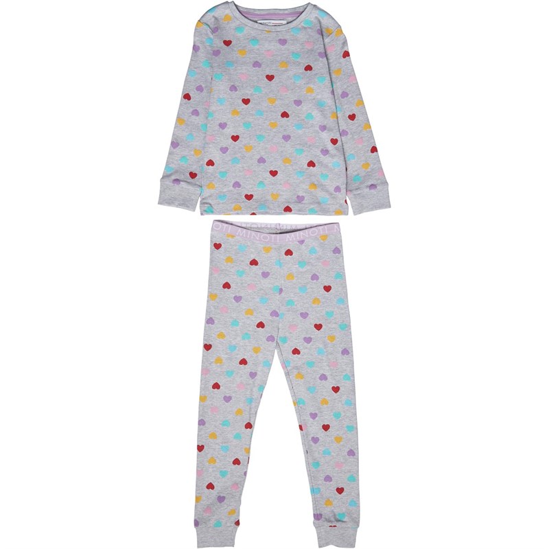 MINOTI Girls Printed Pyjama Set Grey AOP