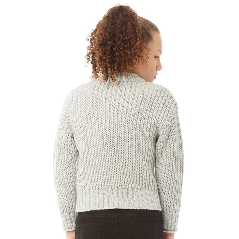 MINOTI Girls Ribbed Jumper Grey Marl