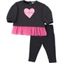 MINOTI Girls AOP Tiered Dress Coal/Rose