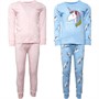 MINOTI Girls Two Pack Unicorn Pyjama Set Blue Pink