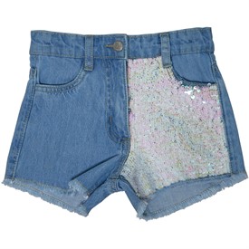 Girls sequin hot sale denim shorts