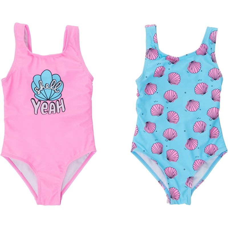 MINOTI Girls Two Pack Swimsuits Pink Blue