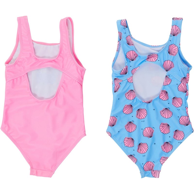 MINOTI Girls Two Pack Swimsuits Pink Blue