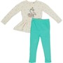 MINOTI Girls Top And Rib Leggings Set Cream Green