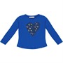 MINOTI Girls Basic Heart Graphic Long Sleeve Top Royal Blue