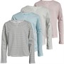 MINOTI Girls Four Pack Basic Plain Stripe Tops Multi