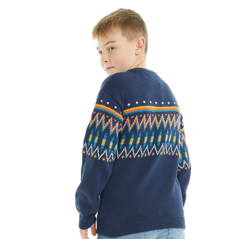 MINOTI Boys Knitted Jaquard Jumper Navy