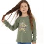 MINOTI Girls Basic Keep Shining Graphic Long Sleeve Top Khaki