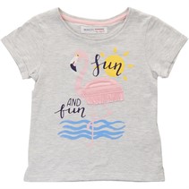 MINOTI Girls Printed Marl T-Shirt Grey Marl