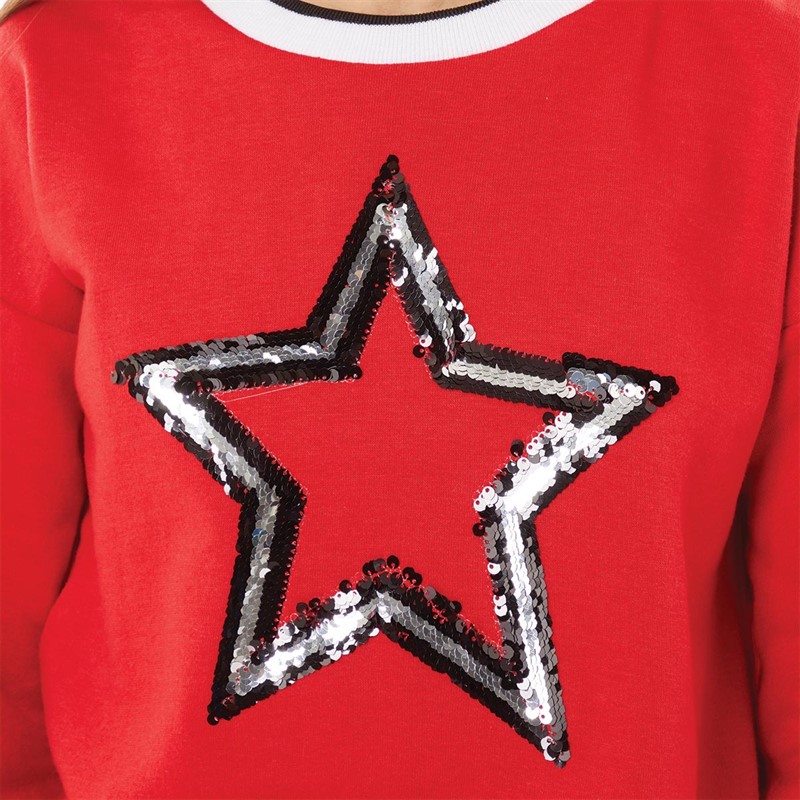 MINOTI Girls Star Loopback Fleece Red