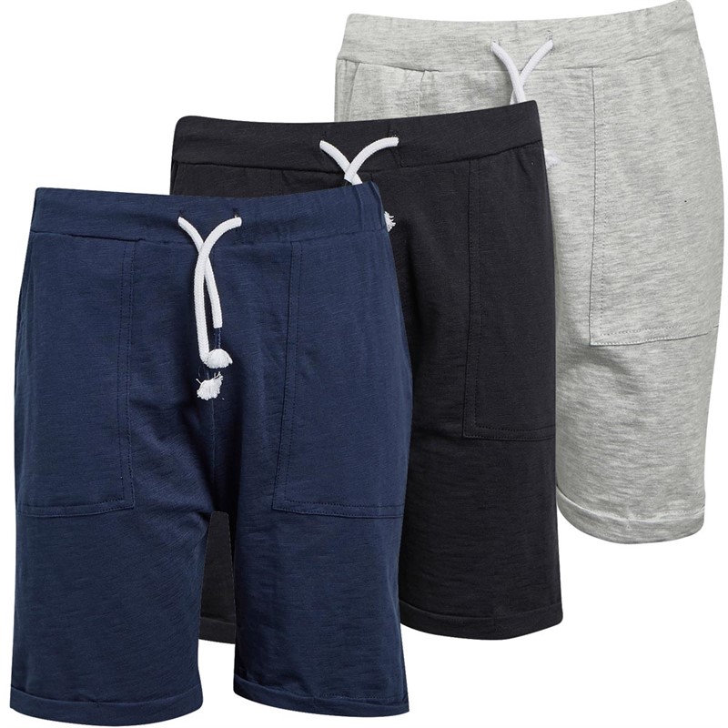 Buy MINOTI Boys Three Pack Slub Jersey Shorts Black/Grey/Navy