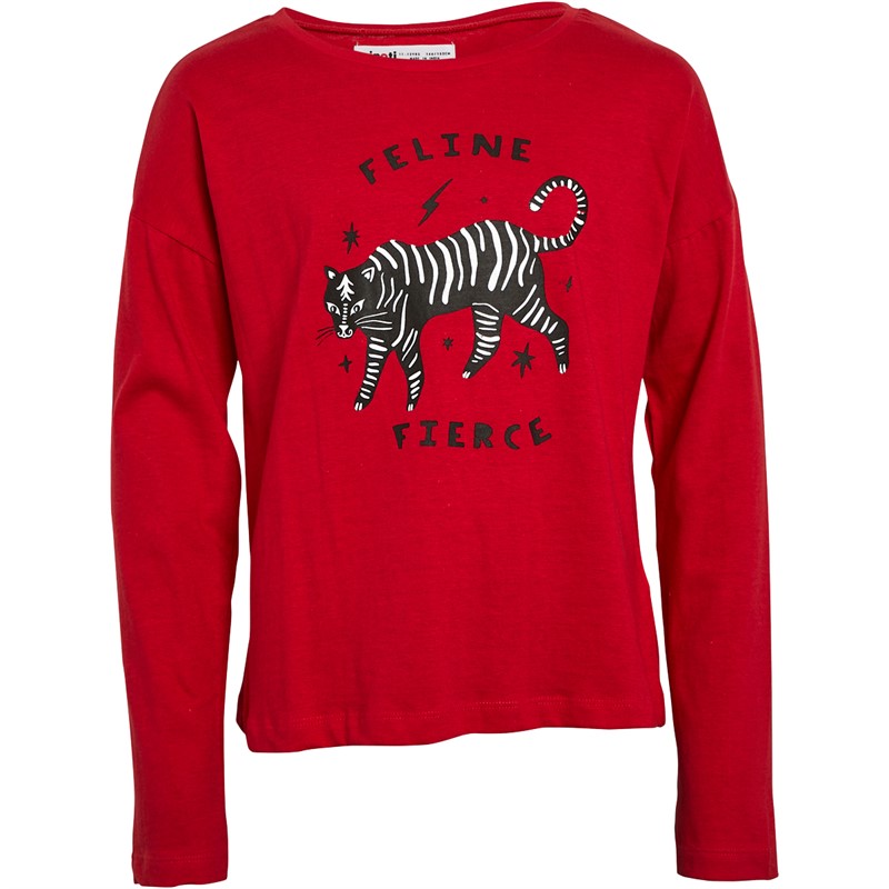 MINOTI Piger Basic Feline Fierce Graphic Overdele Rød