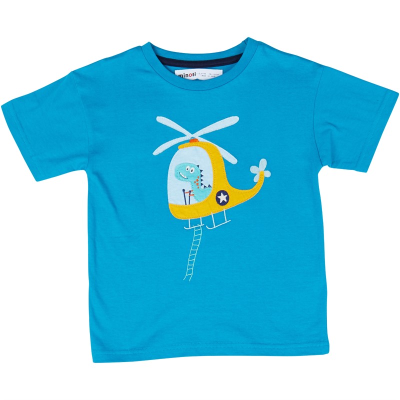 MINOTI Drengenes Dinosaur Helikopter T-shirt Turkis