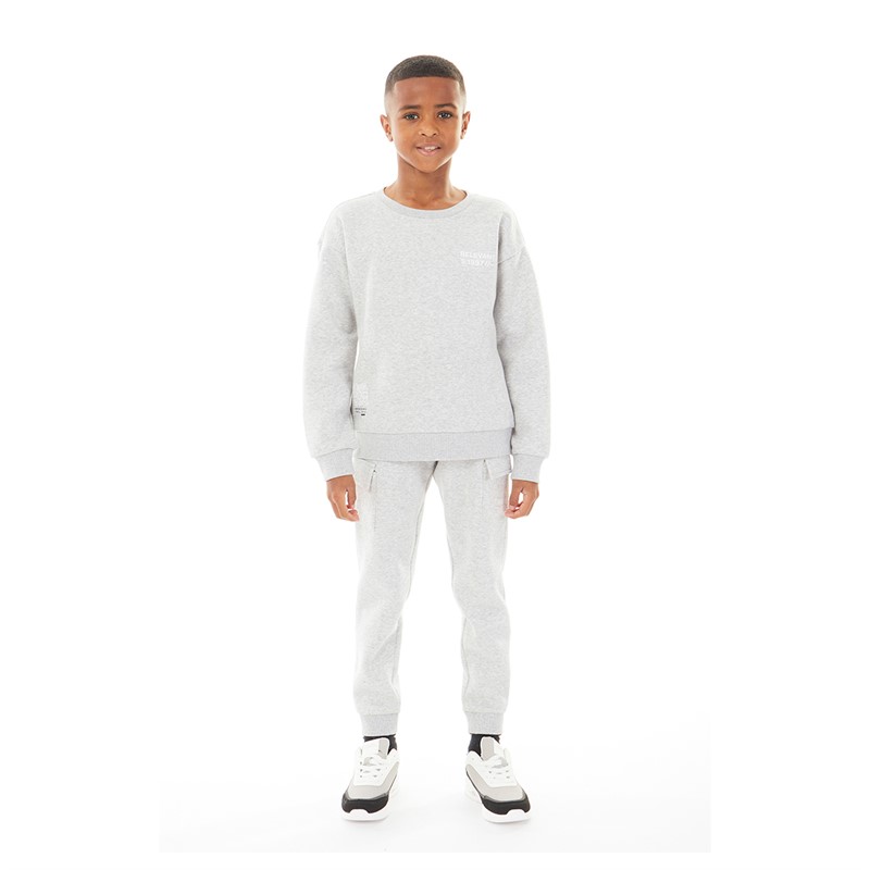 MINOTI Boys Three Piece Fleece Sweat Top Joggers And Gilet Set Grey Marl