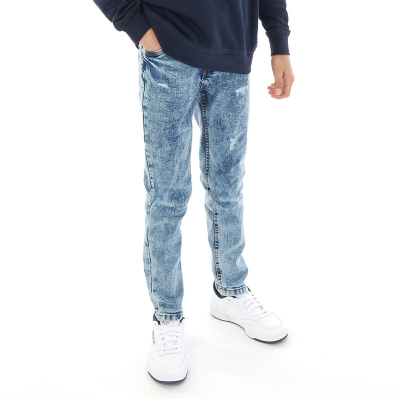 MINOTI Jungen Ripped Acid Wash Denim Skinny Jeans Blau