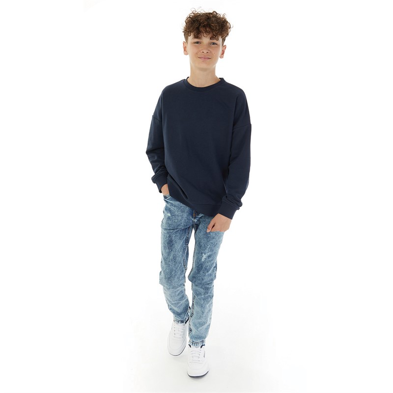 MINOTI Jungen Ripped Acid Wash Denim Skinny Jeans Blau