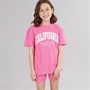 MINOTI Piger T-shirt Og Shorts Sæt Neon Koral