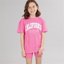 MINOTI Piger T-shirt Og Shorts Sæt Neon Koral
