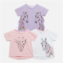 MINOTI lot de 3 T-shirts Fille Lilas/Rose/Blanc
