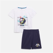 MINOTI Jongens Set van 2 Voetbal Pyjama Wit / Marineblauw